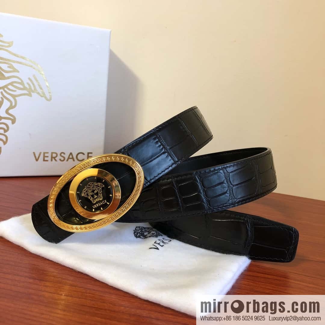 VERSACE Versace, Medusa Flip Metal Buckle 3.5cm Alligator Belt 3.5cm
