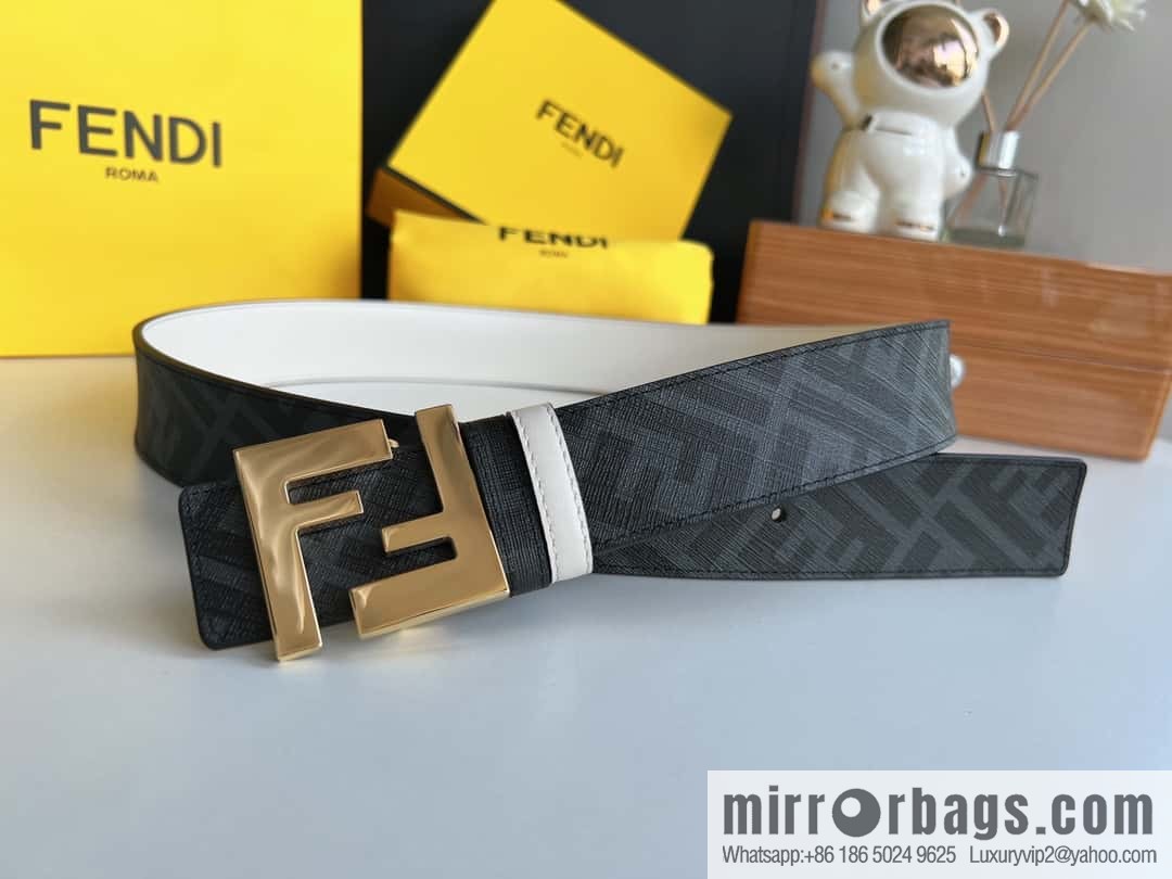 FENDI Fendi, double negative ion metal buckle printed fabric cowhide bottom lining 4.0cm width