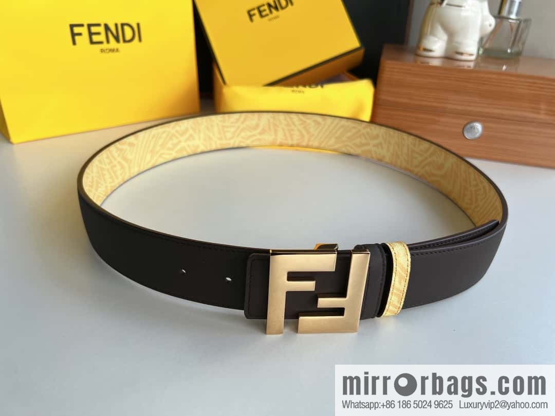 FENDI Fendi, double negative ion metal buckle printed fabric cowhide bottom lining 4.0cm width
