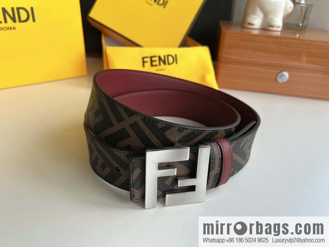 FENDI Fendi, double negative ion metal buckle printed fabric cowhide bottom lining 4.0cm width