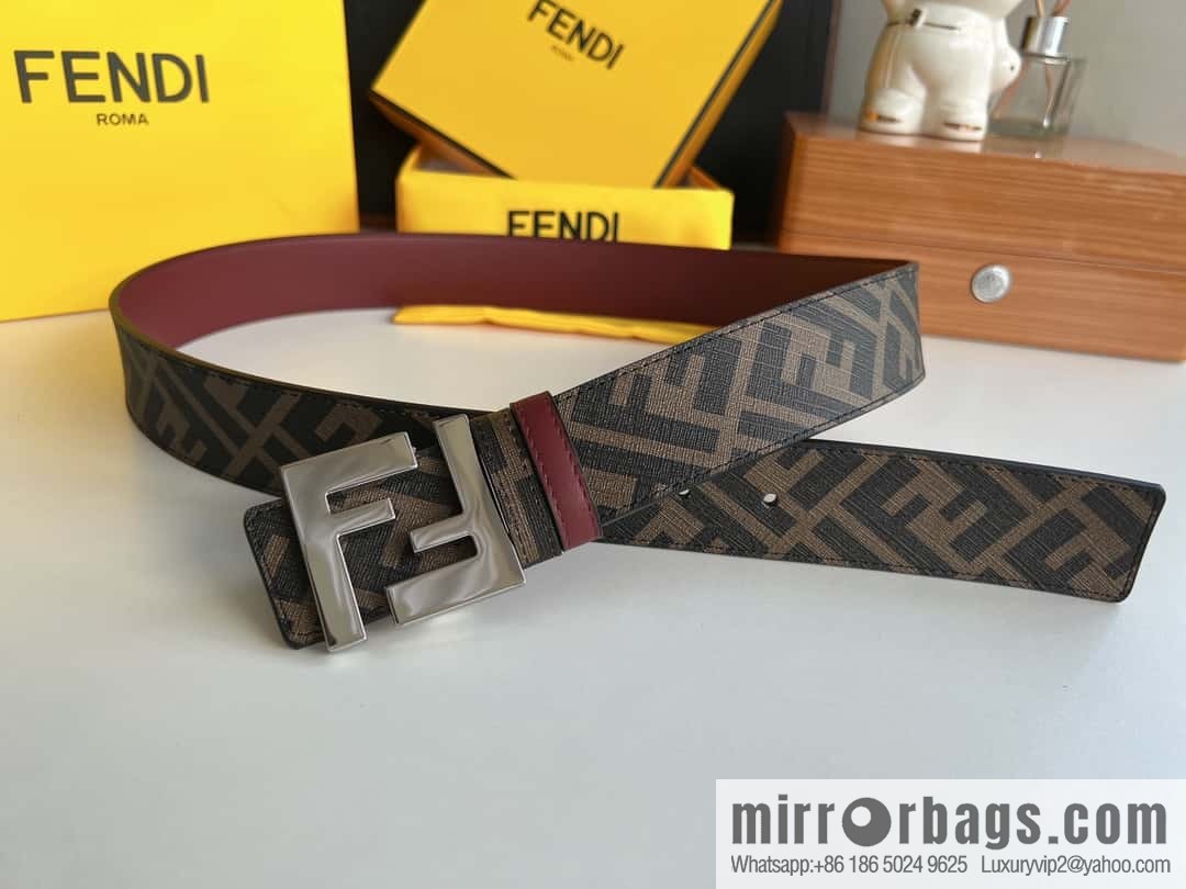 FENDI Fendi, double negative ion metal buckle printed fabric cowhide bottom lining 4.0cm width