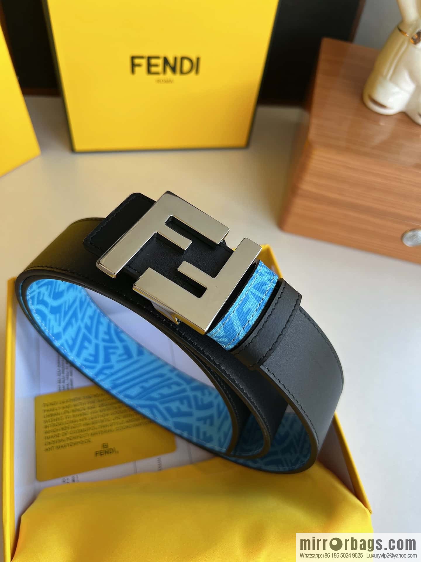 FENDI Fendi, double negative ion metal buckle printed fabric cowhide bottom lining 4.0cm width