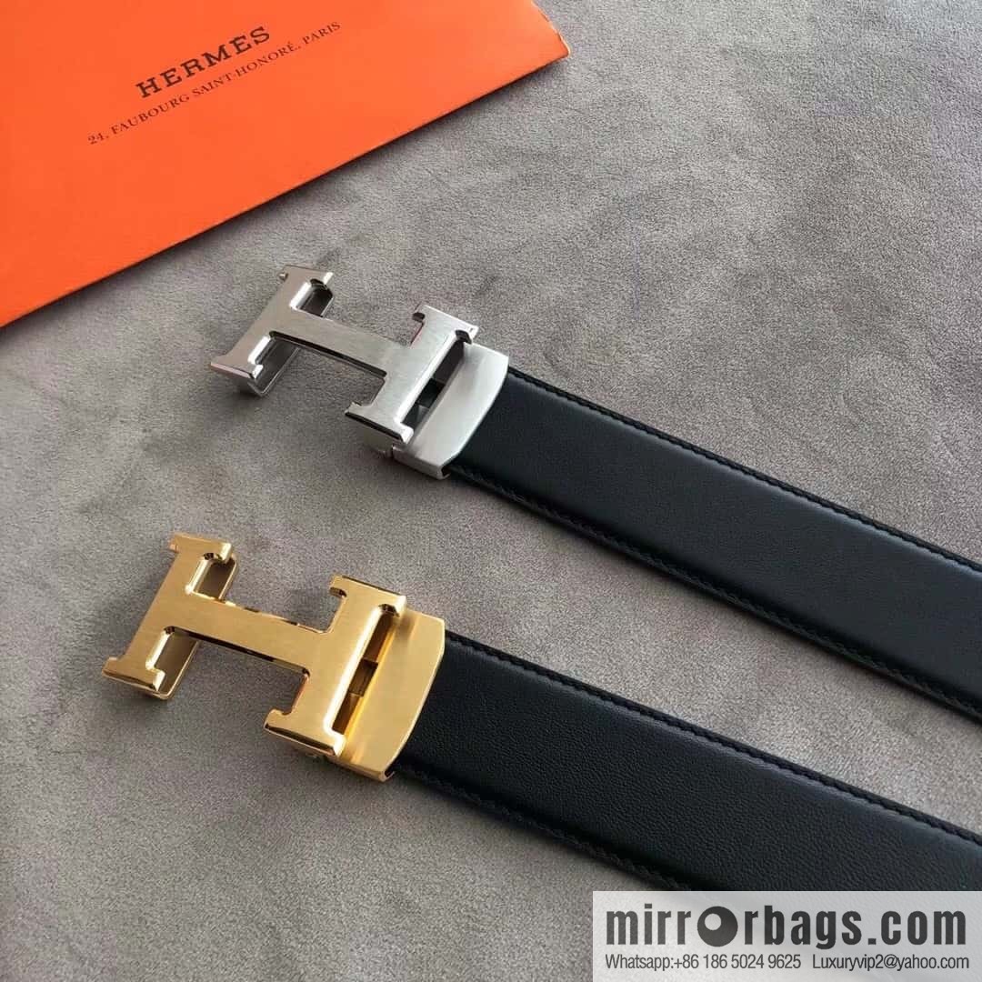 Hermes Hermes, automatic buckle imported double-sided first-layer cowhide belt 3.8CM