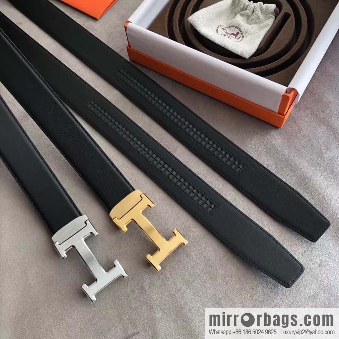 Hermes Hermes, automatic buckle imported double-sided first-layer cowhide belt 3.8CM