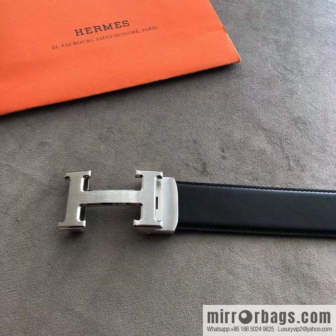 Hermes Hermes, automatic buckle imported double-sided first-layer cowhide belt 3.8CM
