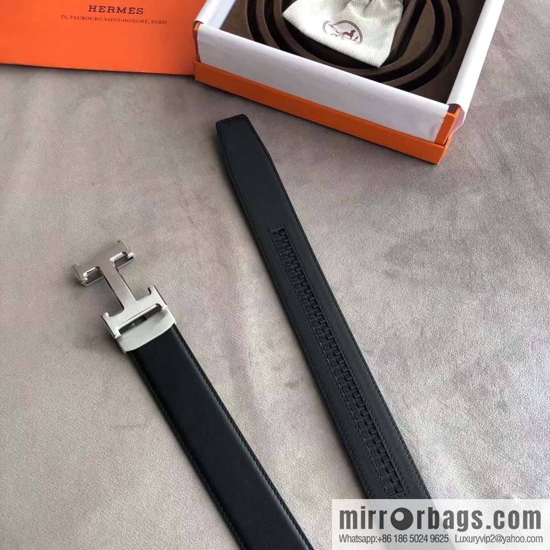 Hermes Hermes, automatic buckle imported double-sided first-layer cowhide belt 3.8CM