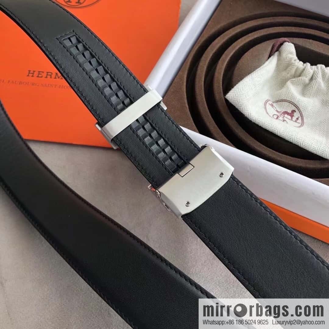 Hermes Hermes, automatic buckle imported double-sided first-layer cowhide belt 3.8CM