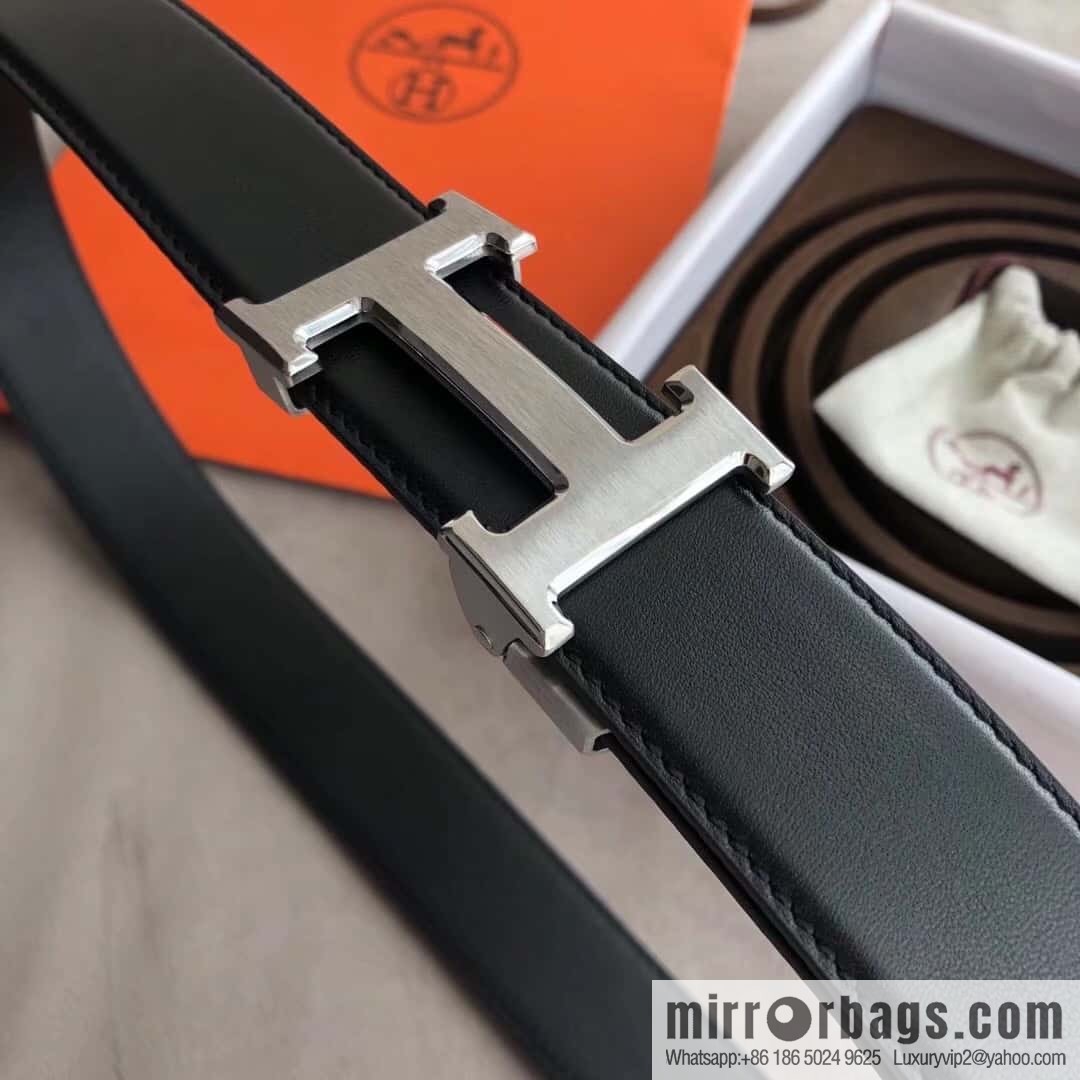 Hermes Hermes, automatic buckle imported double-sided first-layer cowhide belt 3.8CM