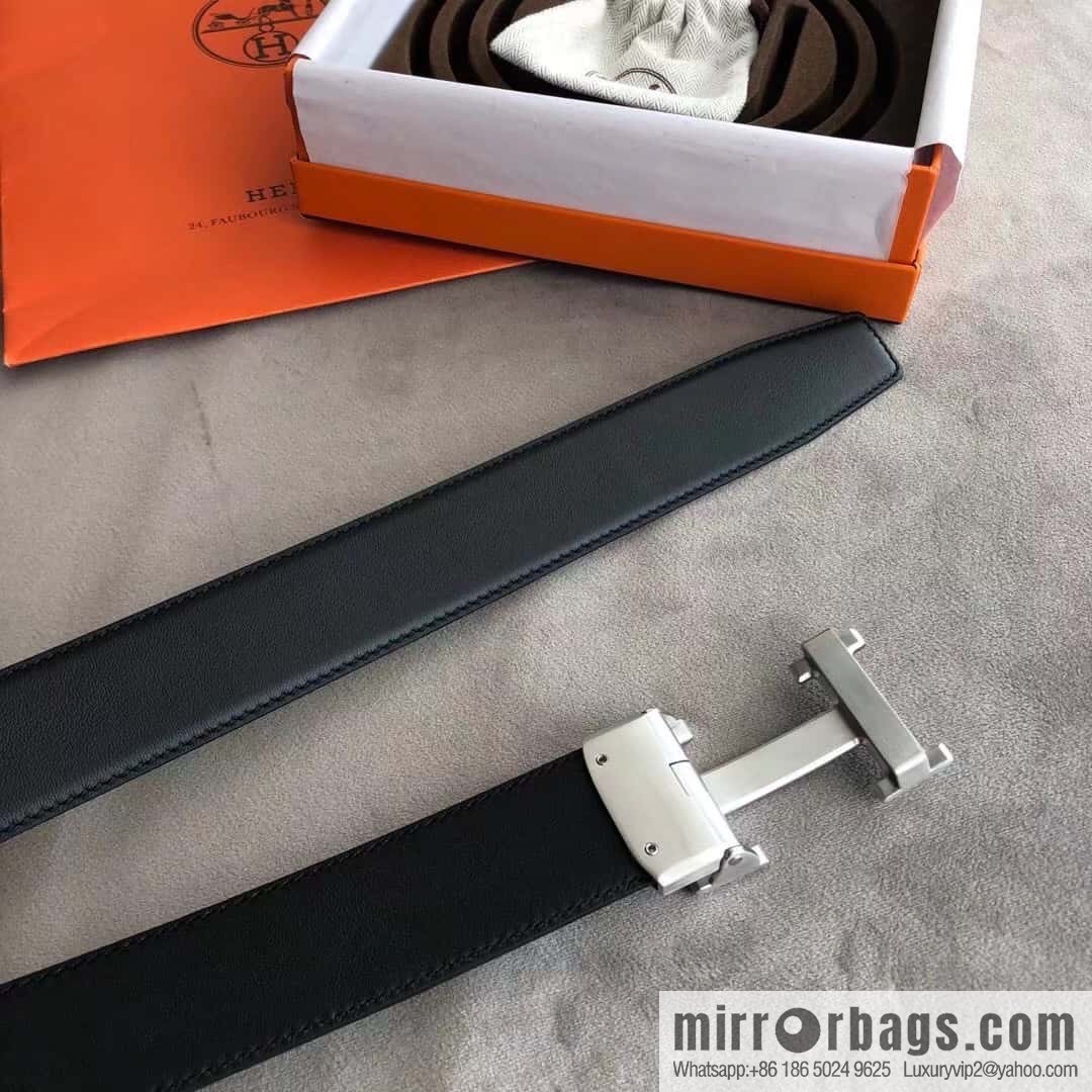 Hermes Hermes, automatic buckle imported double-sided first-layer cowhide belt 3.8CM