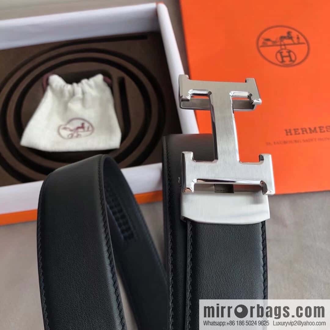Hermes Hermes, automatic buckle imported double-sided first-layer cowhide belt 3.8CM