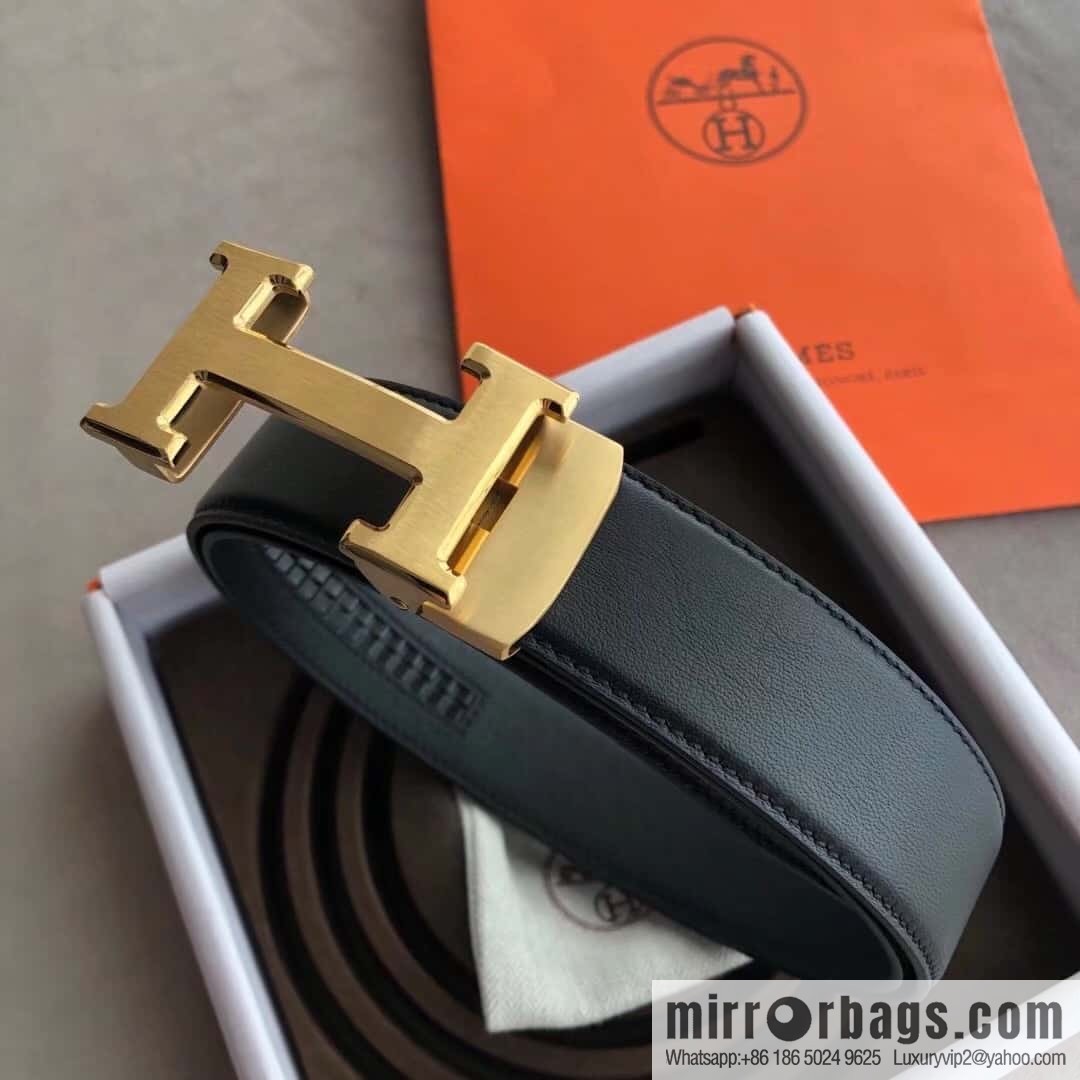 Hermes Hermes, automatic buckle imported double-sided first-layer cowhide belt 3.8CM