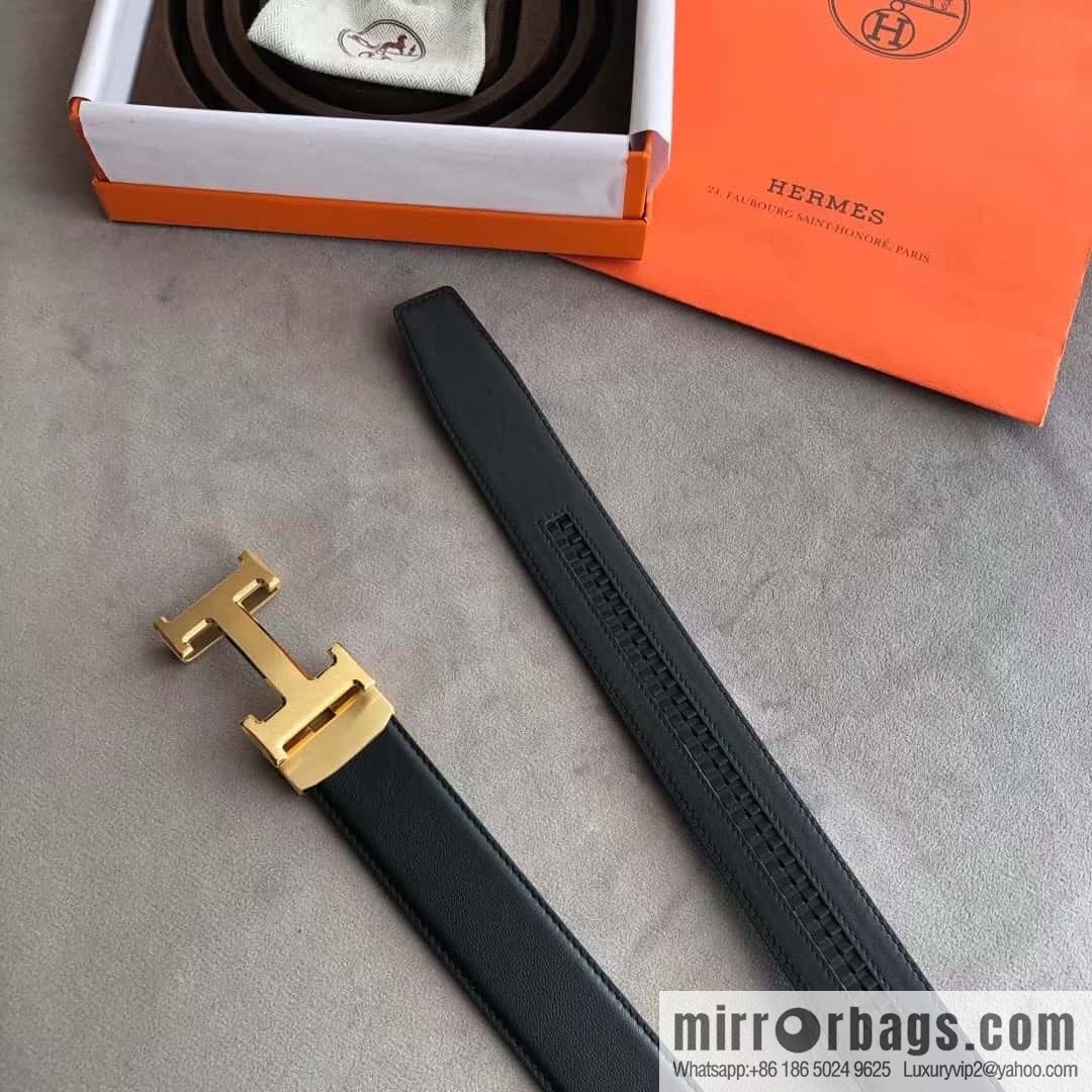 Hermes Hermes, automatic buckle imported double-sided first-layer cowhide belt 3.8CM