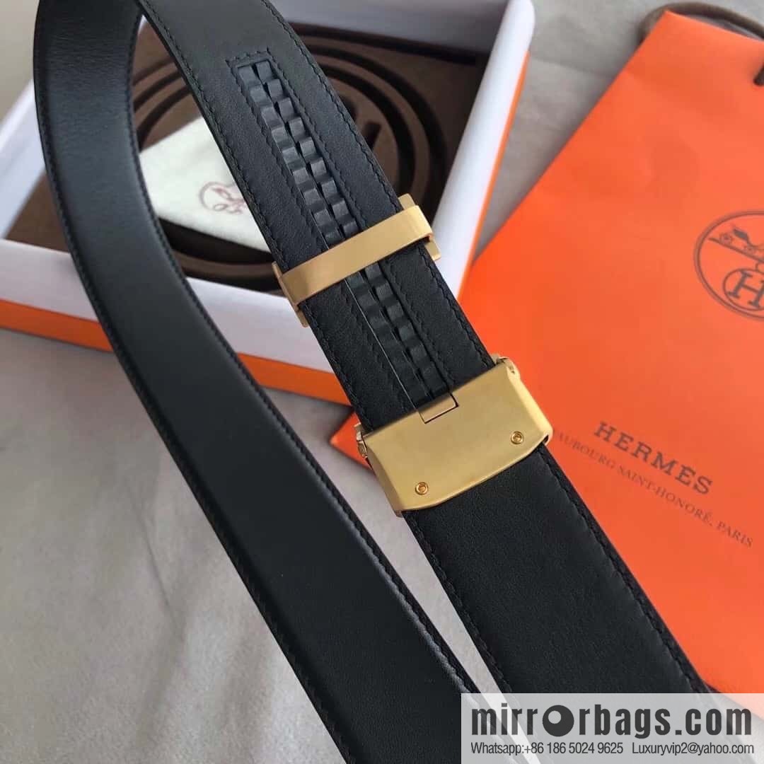 Hermes Hermes, automatic buckle imported double-sided first-layer cowhide belt 3.8CM