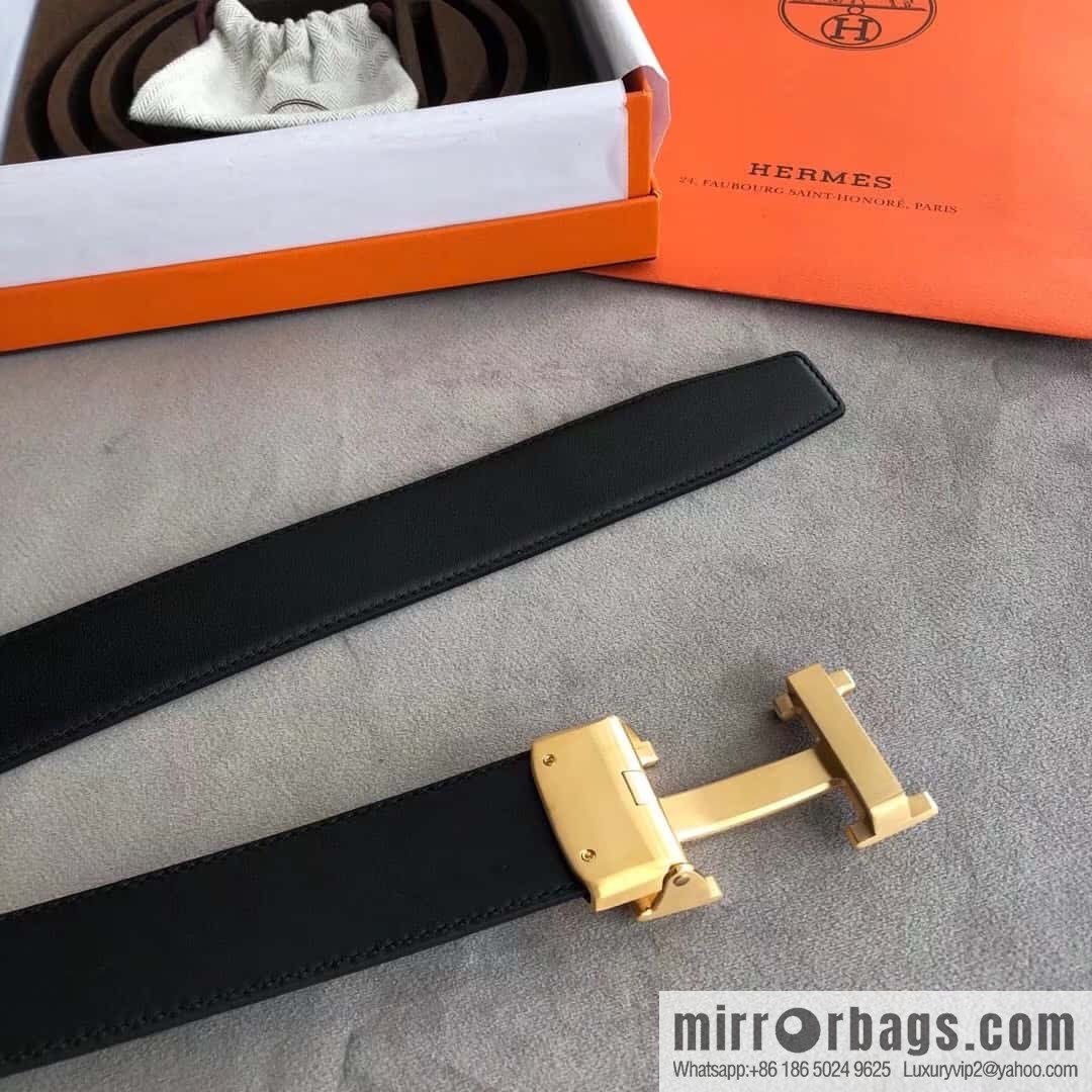 Hermes Hermes, automatic buckle imported double-sided first-layer cowhide belt 3.8CM