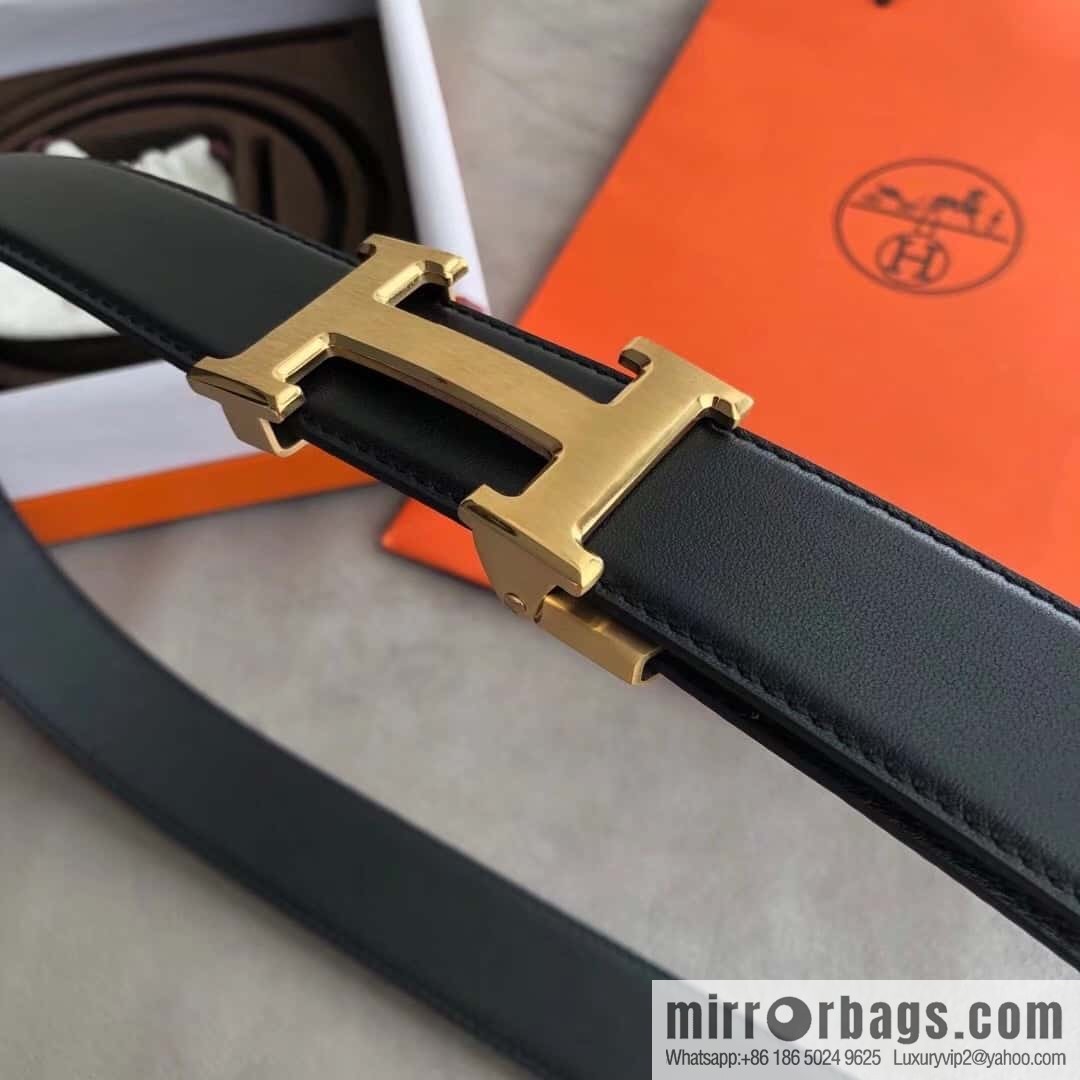 Hermes Hermes, automatic buckle imported double-sided first-layer cowhide belt 3.8CM
