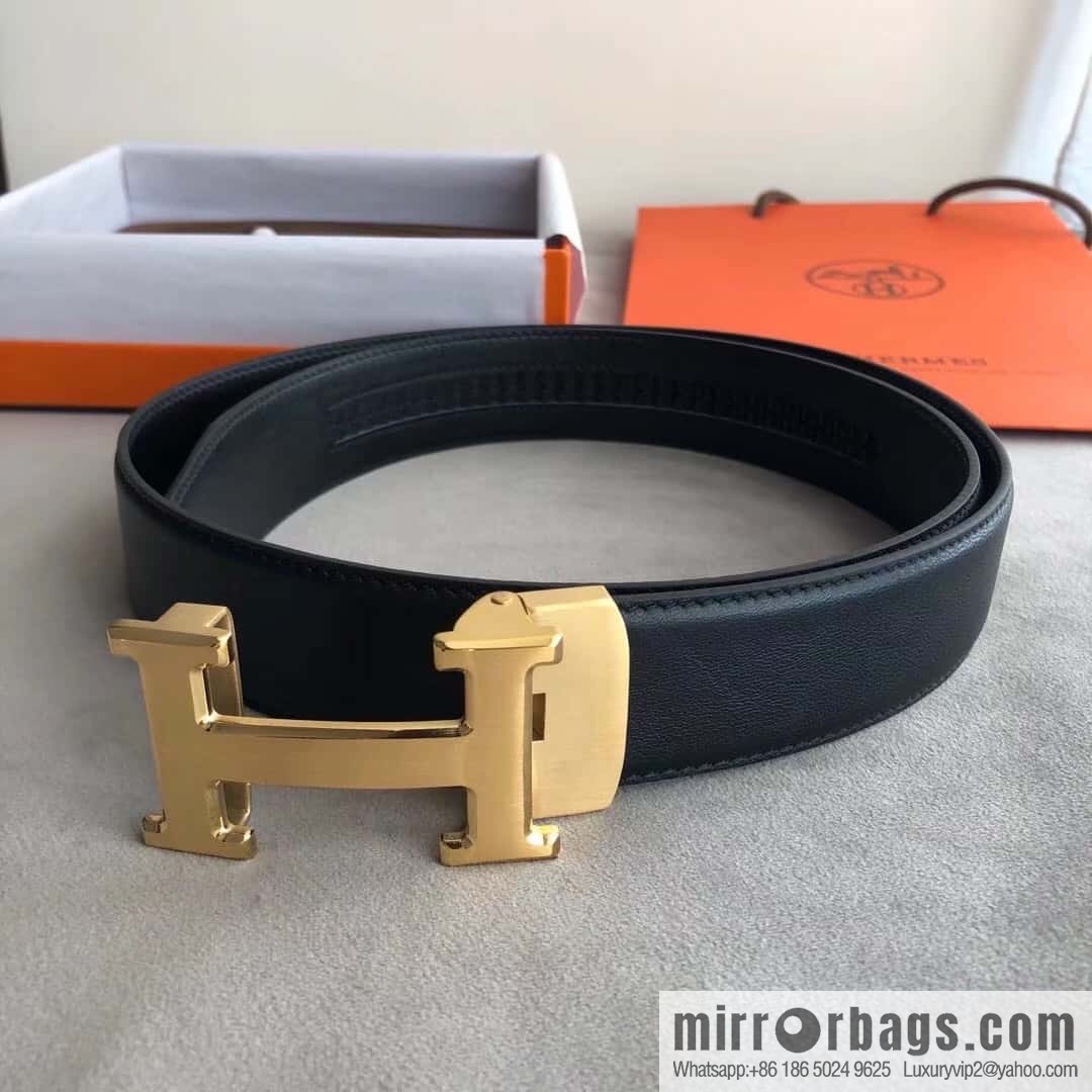 Hermes Hermes, automatic buckle imported double-sided first-layer cowhide belt 3.8CM