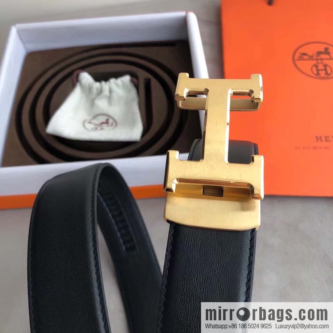 Hermes Hermes, automatic buckle imported double-sided first-layer cowhide belt 3.8CM