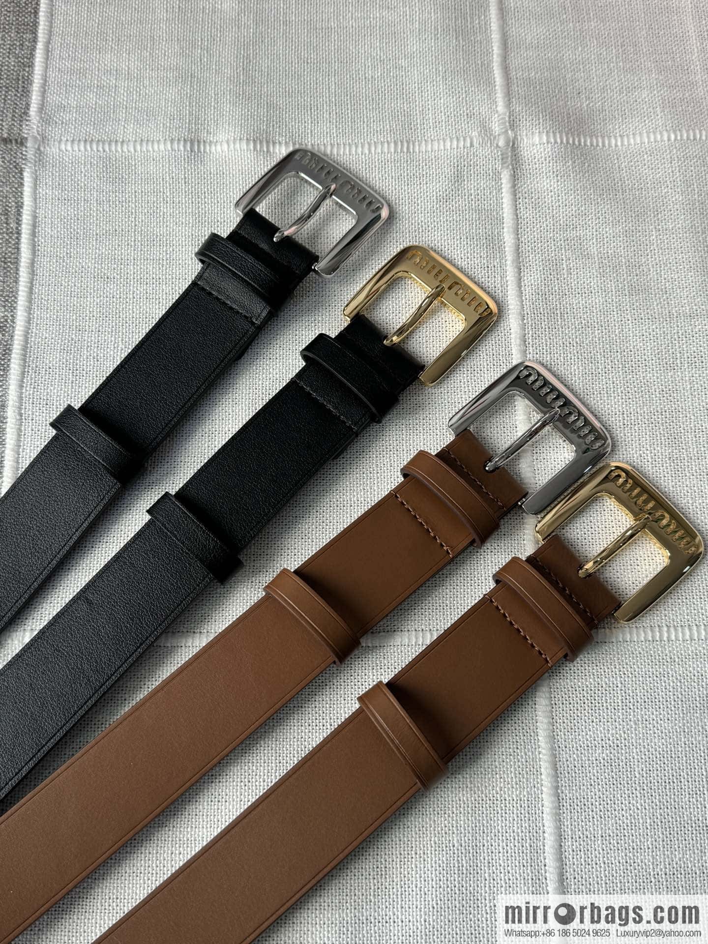 Miumiu double-sided first-layer cowhide belt 3.0CM