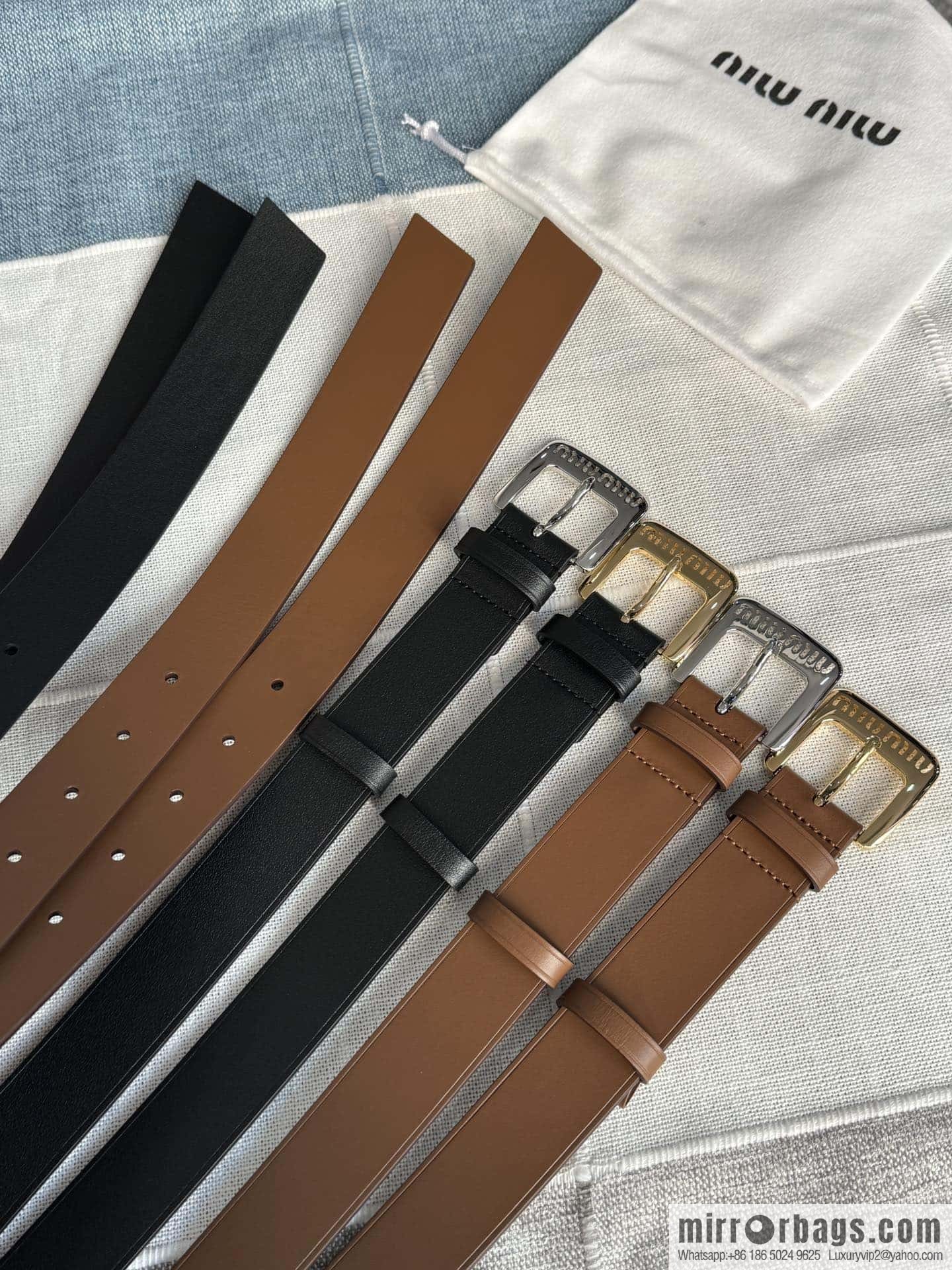 Miumiu double-sided first-layer cowhide belt 3.0CM