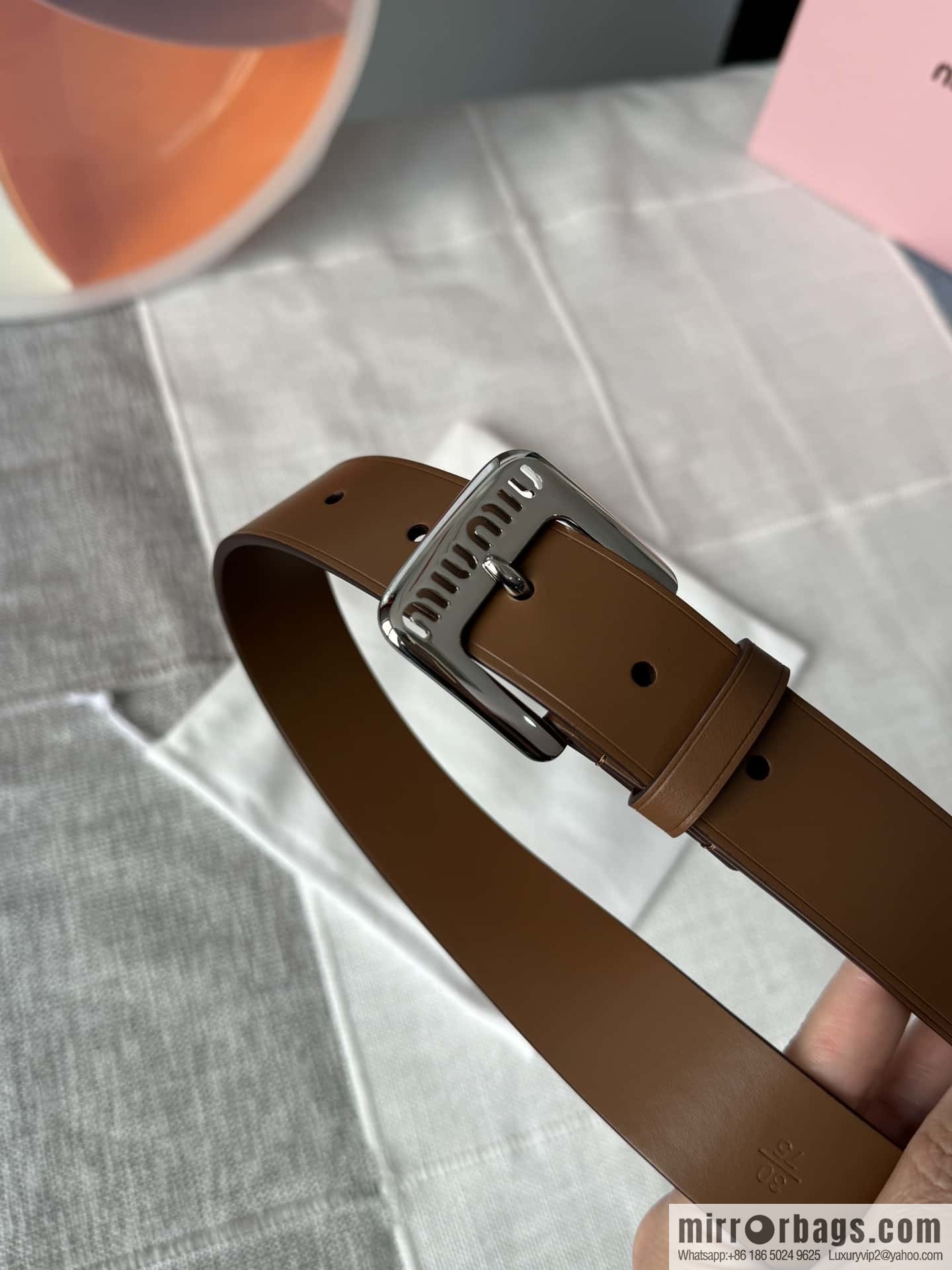 Miumiu double-sided first-layer cowhide belt 3.0CM
