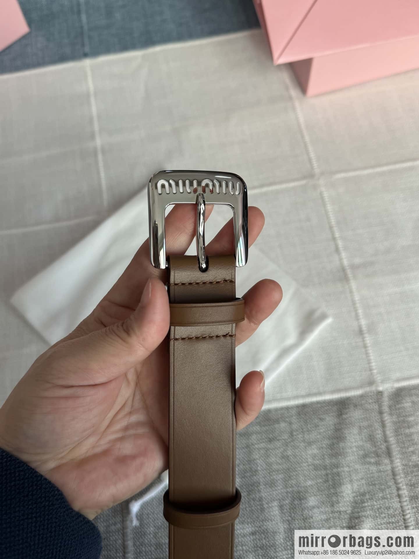 Miumiu double-sided first-layer cowhide belt 3.0CM
