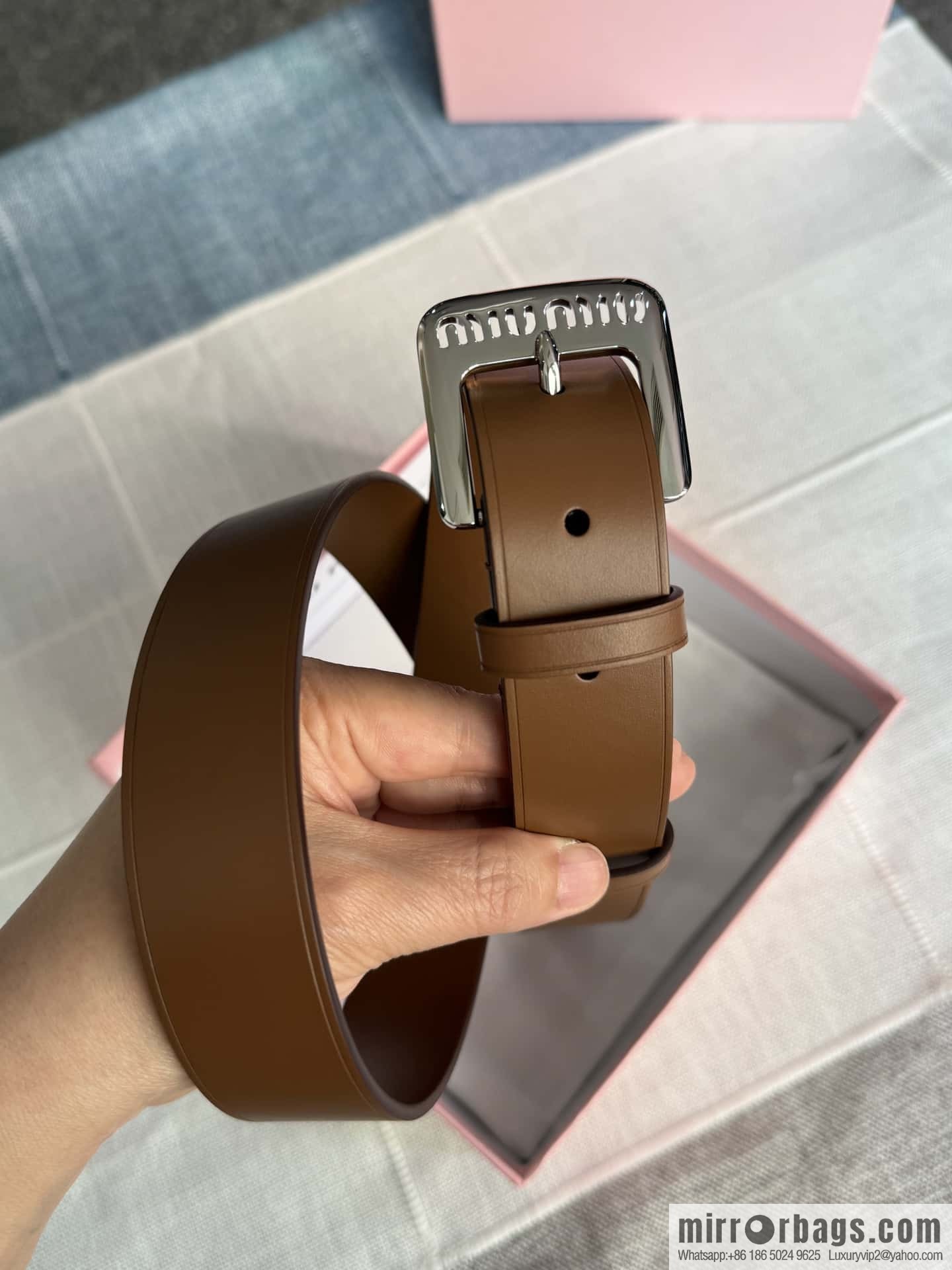 Miumiu double-sided first-layer cowhide belt 3.0CM