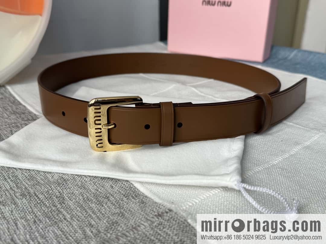 Miumiu double-sided first-layer cowhide belt 3.0CM