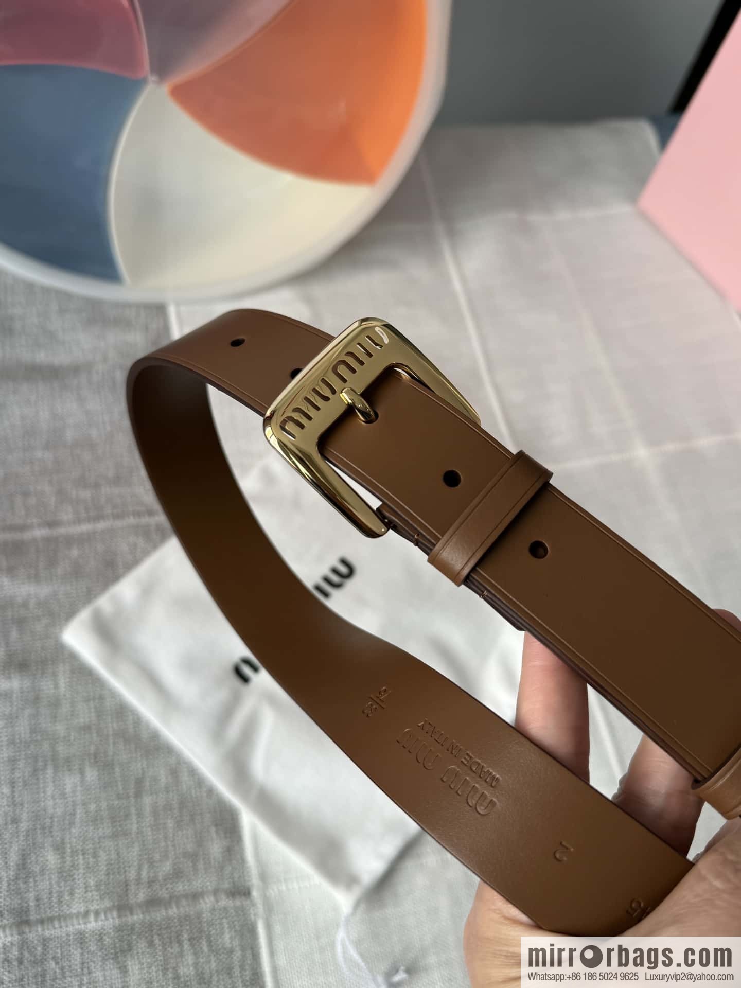 Miumiu double-sided first-layer cowhide belt 3.0CM