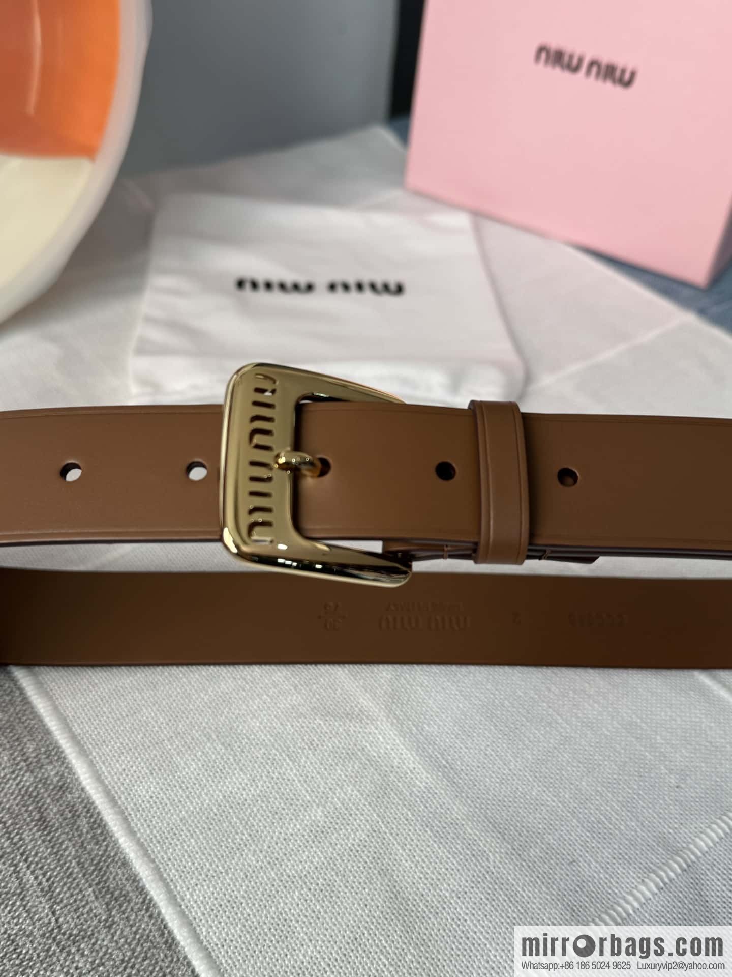Miumiu double-sided first-layer cowhide belt 3.0CM
