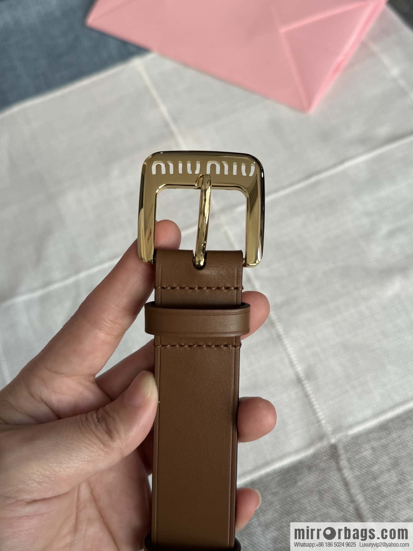 Miumiu double-sided first-layer cowhide belt 3.0CM