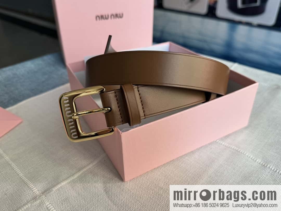Miumiu double-sided first-layer cowhide belt 3.0CM