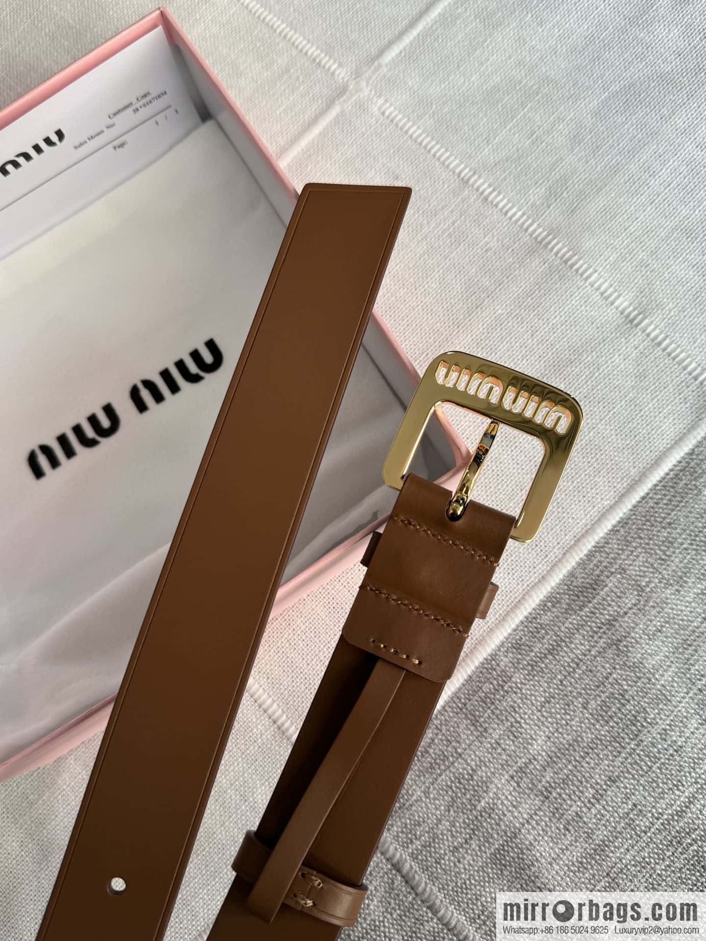 Miumiu double-sided first-layer cowhide belt 3.0CM