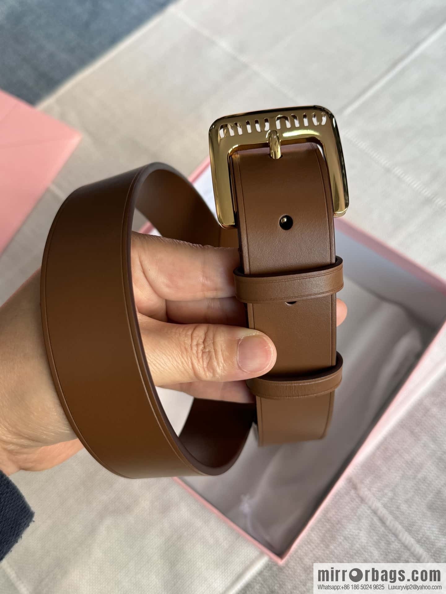 Miumiu double-sided first-layer cowhide belt 3.0CM