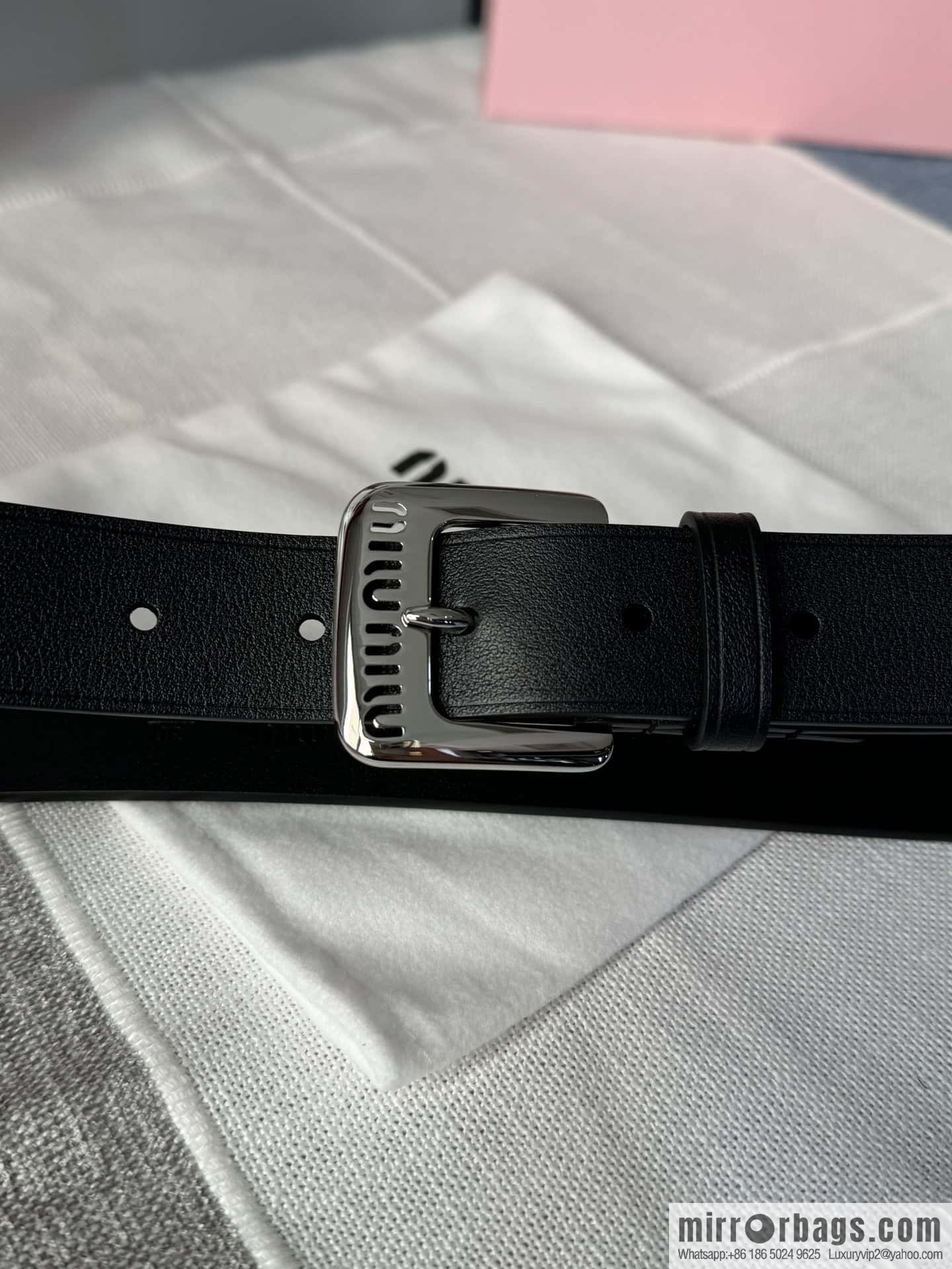 Miumiu double-sided first-layer cowhide belt 3.0CM