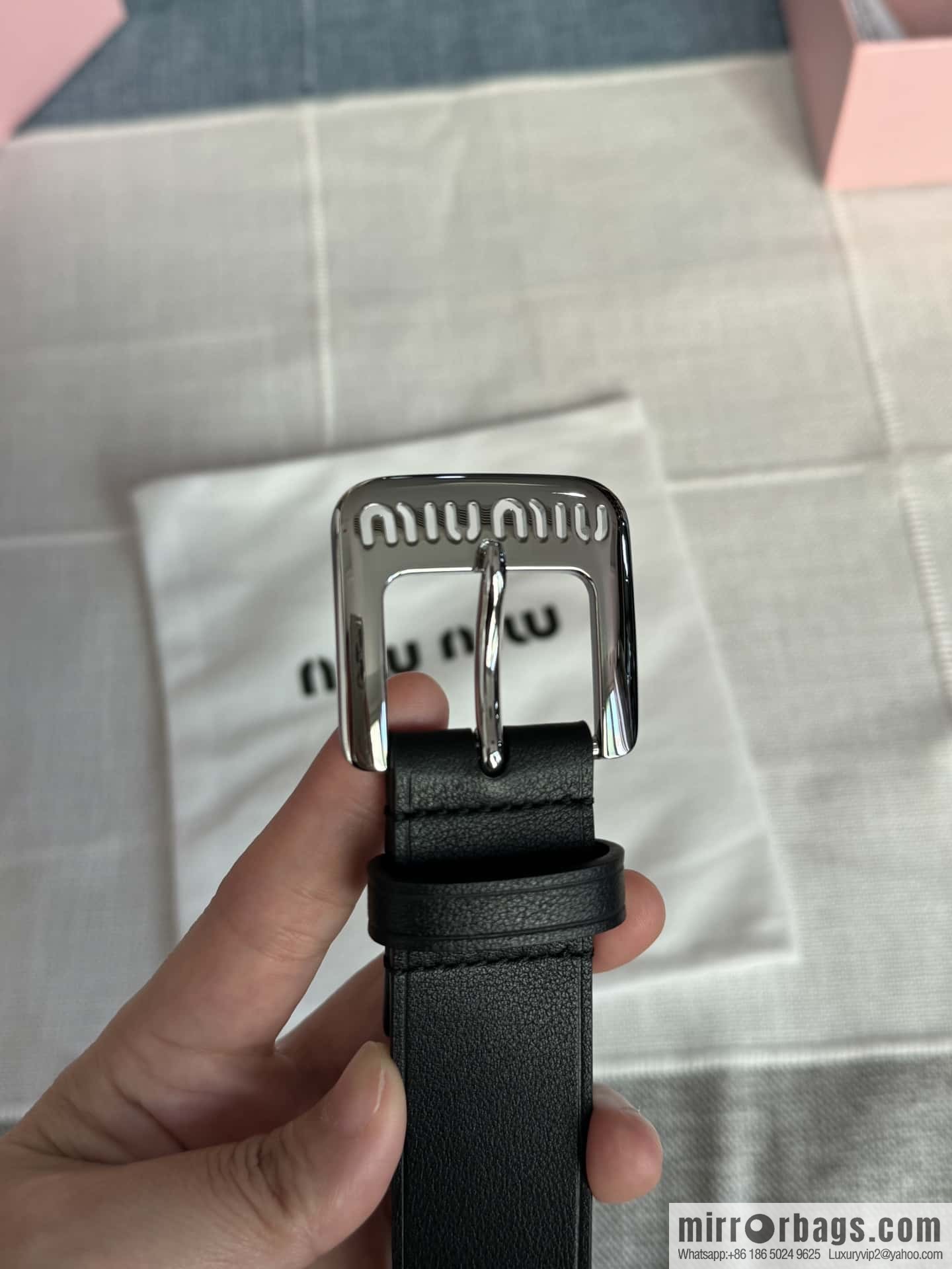 Miumiu double-sided first-layer cowhide belt 3.0CM