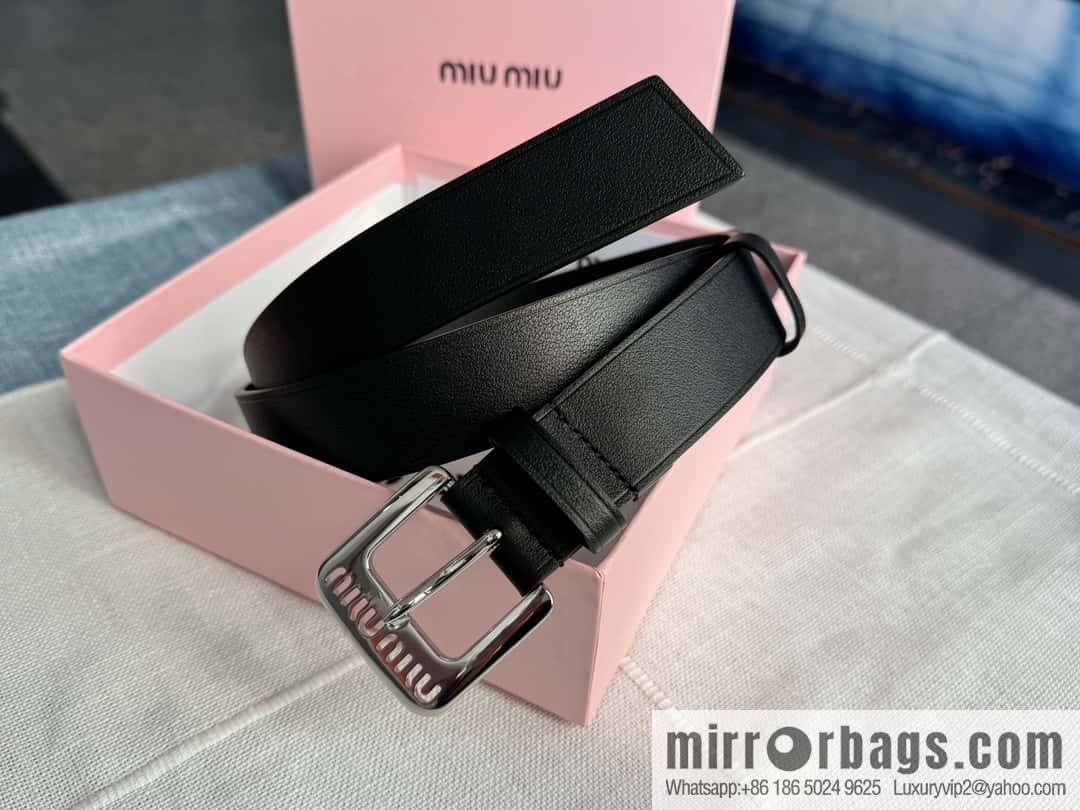 Miumiu double-sided first-layer cowhide belt 3.0CM