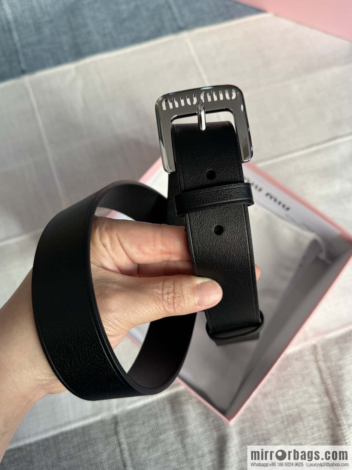 Miumiu double-sided first-layer cowhide belt 3.0CM