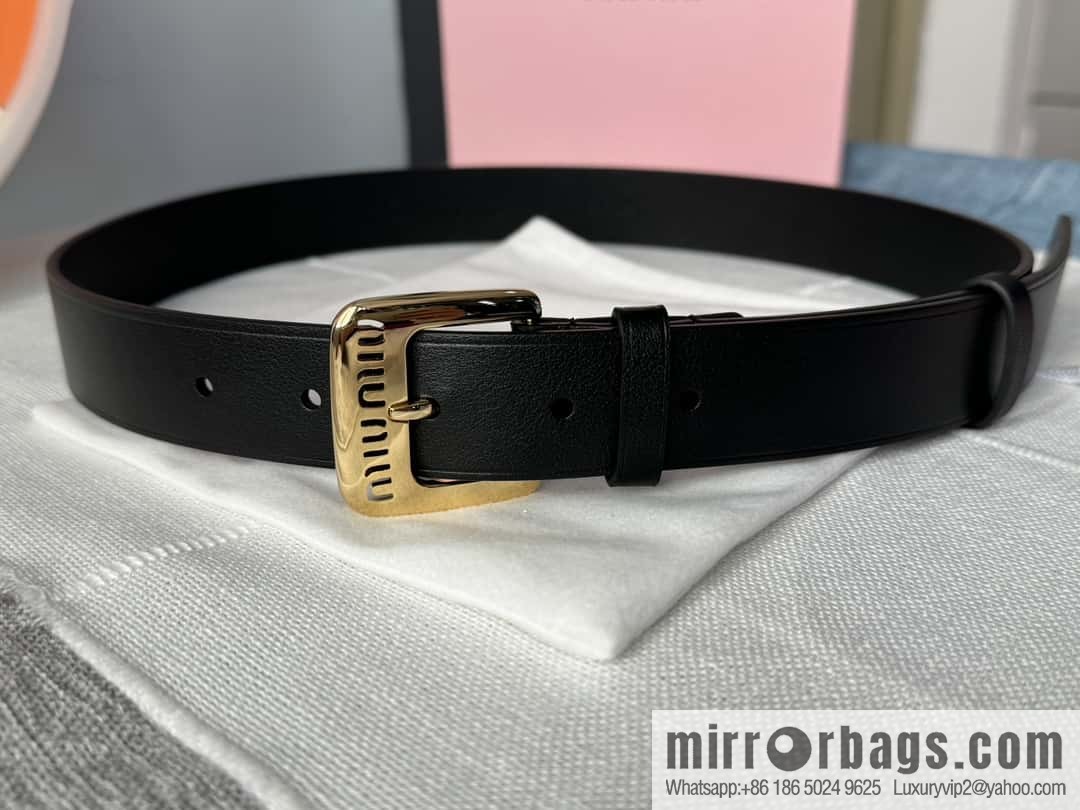 Miumiu double-sided first-layer cowhide belt 3.0CM