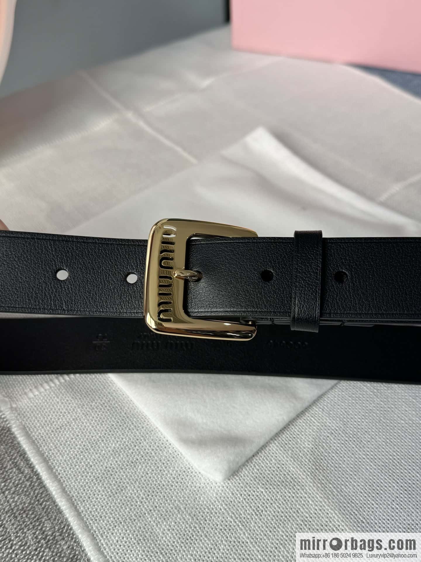 Miumiu double-sided first-layer cowhide belt 3.0CM