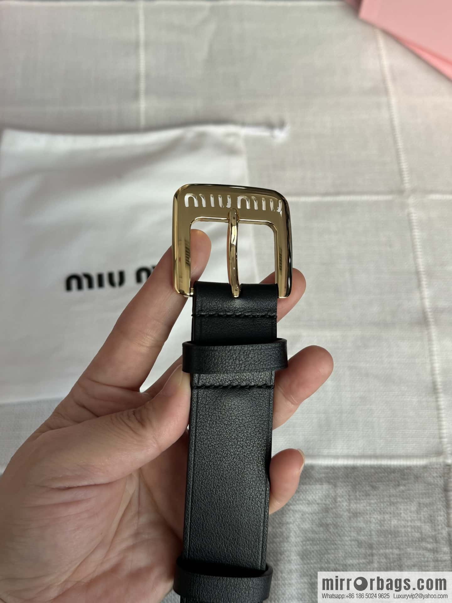 Miumiu double-sided first-layer cowhide belt 3.0CM