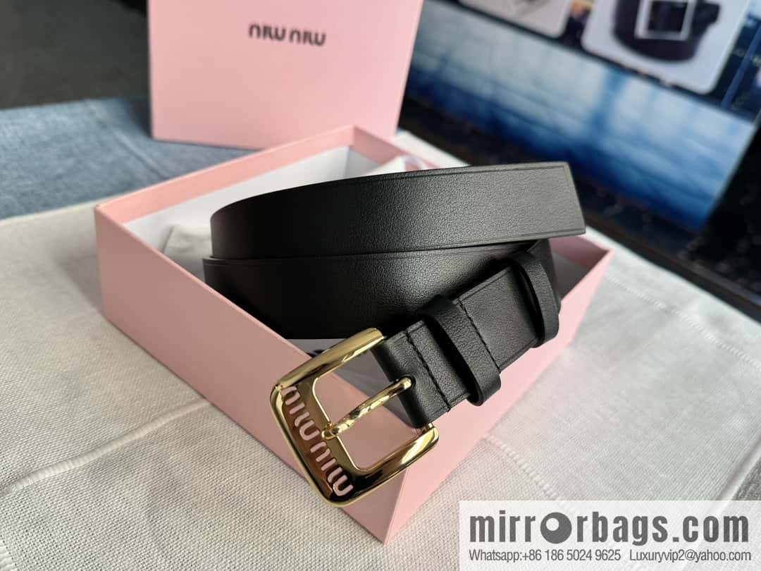 Miumiu double-sided first-layer cowhide belt 3.0CM