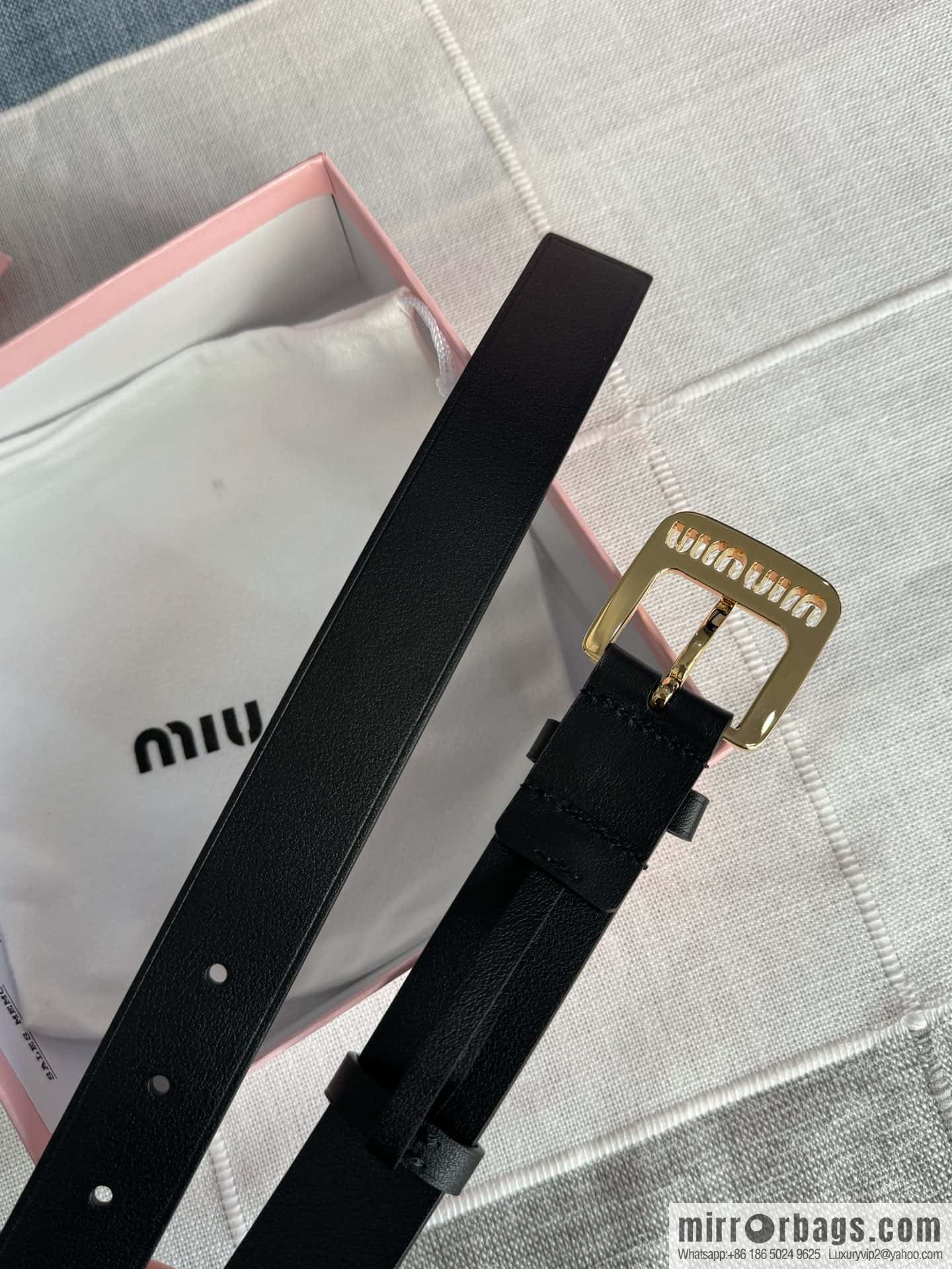 Miumiu double-sided first-layer cowhide belt 3.0CM