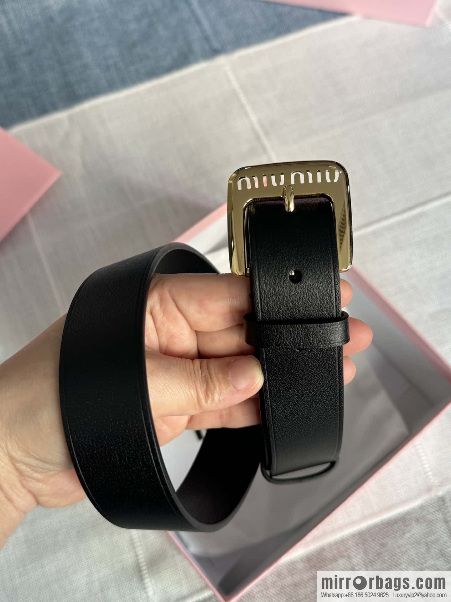 Miumiu double-sided first-layer cowhide belt 3.0CM