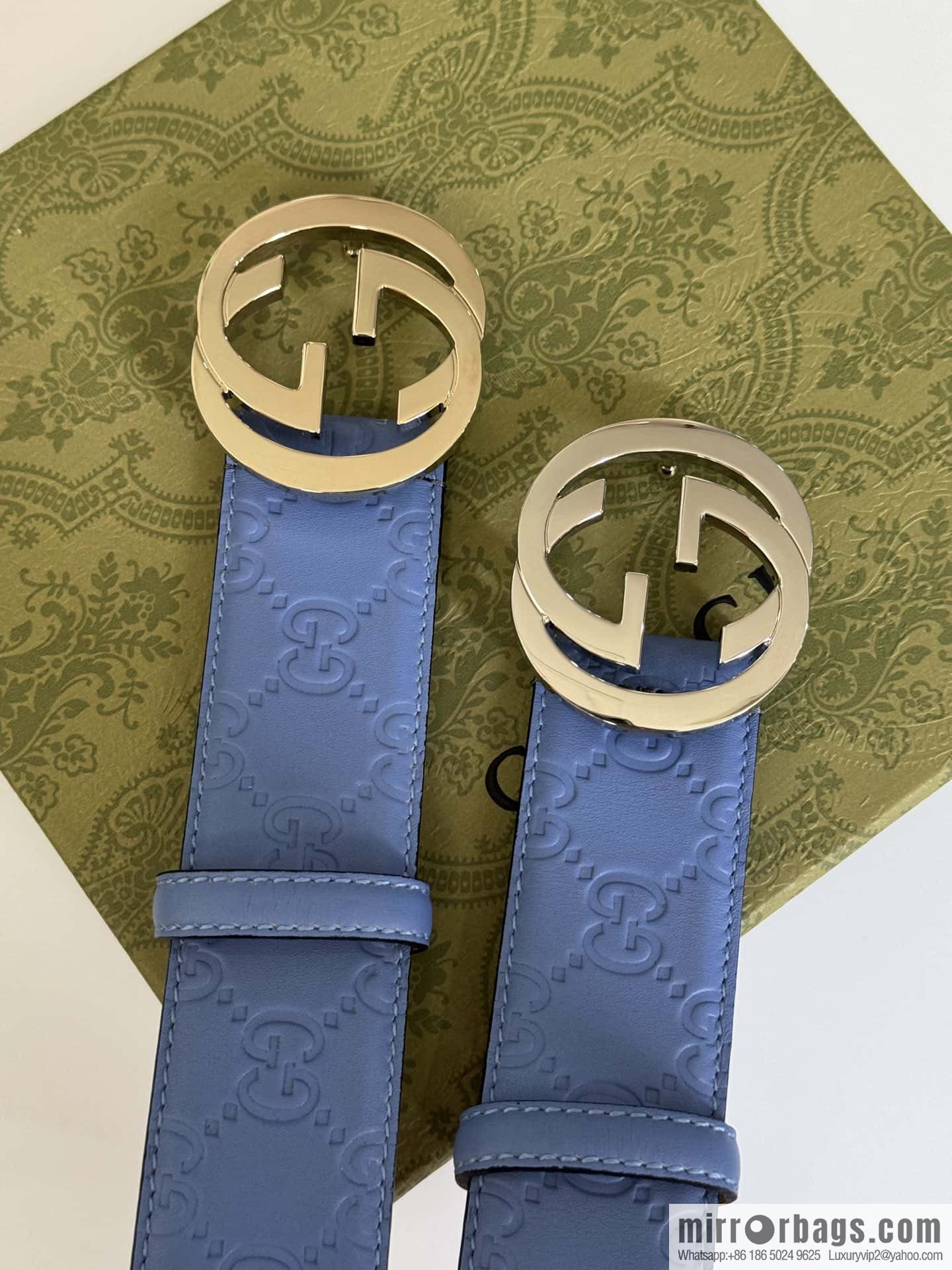 GUCCI Classic Double G Embossed Belt 3.7CM