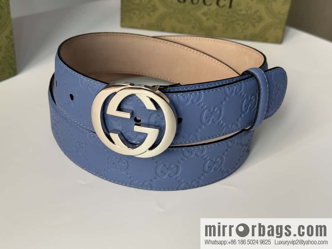 GUCCI Classic Double G Embossed Belt 3.7CM