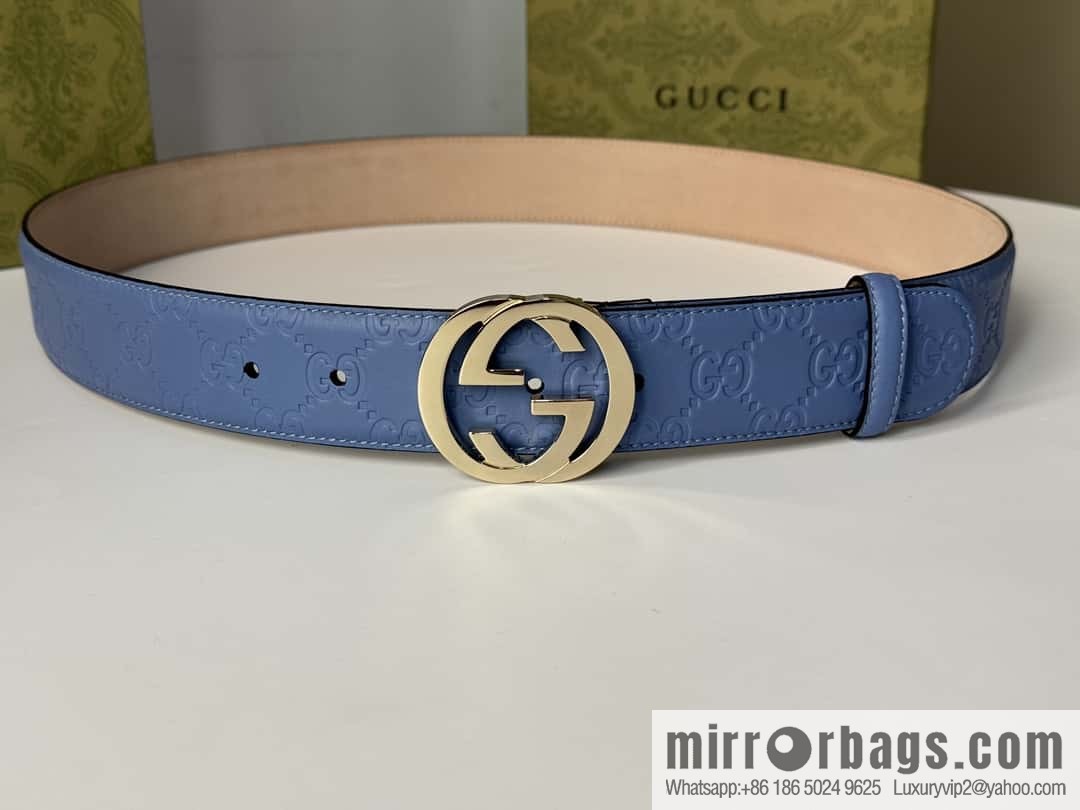 GUCCI Classic Double G Embossed Belt 3.7CM