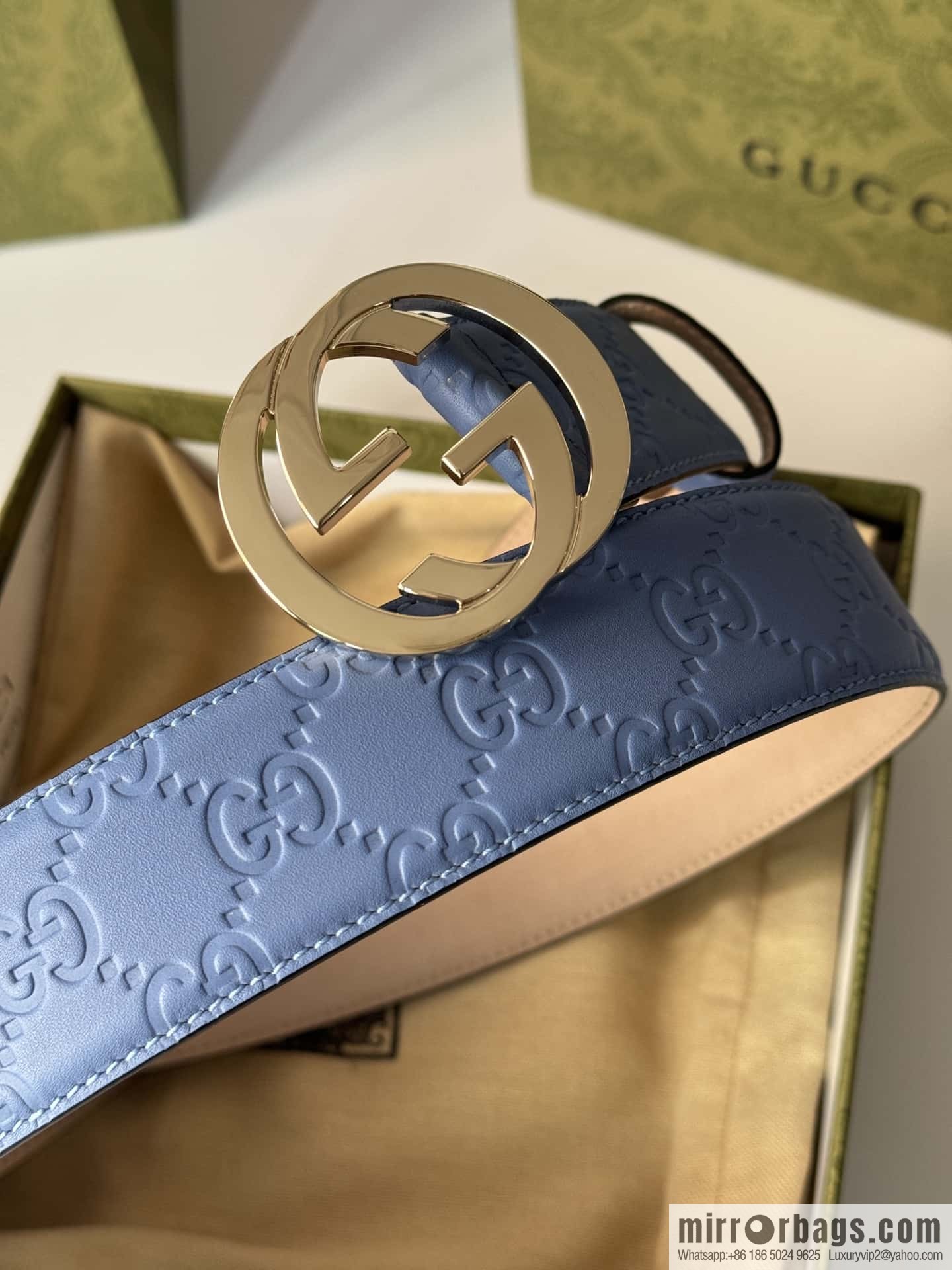 GUCCI Classic Double G Embossed Belt 3.7CM