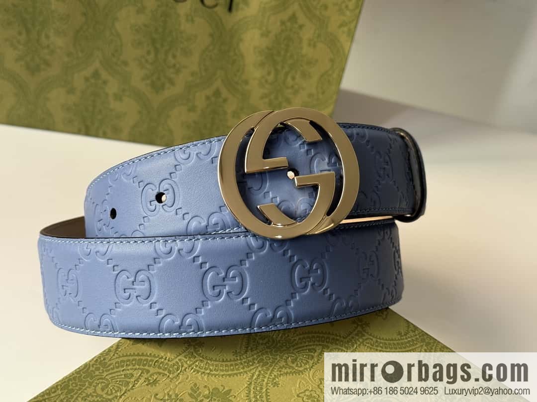 GUCCI Classic Double G Embossed Belt 3.7CM