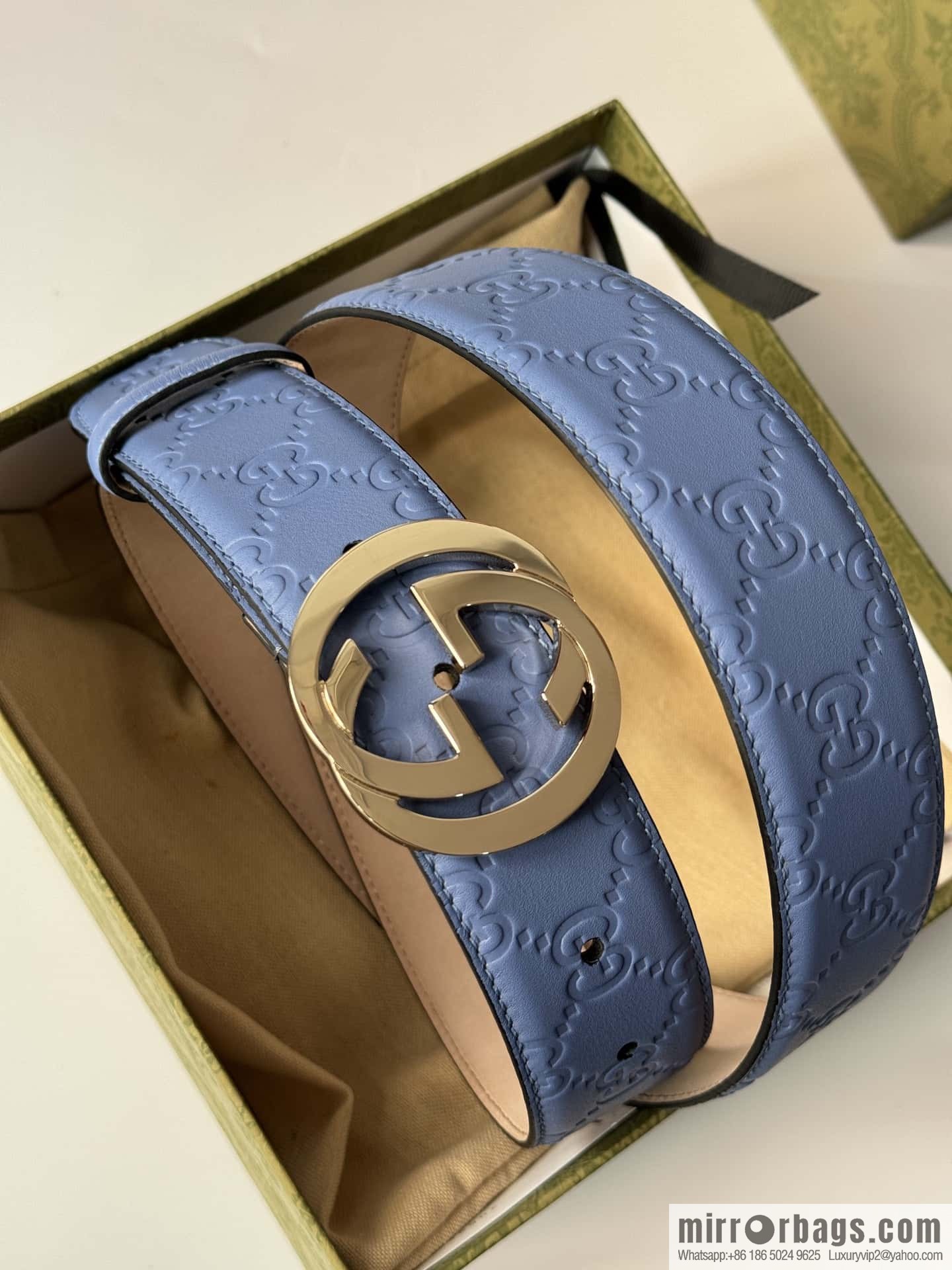 GUCCI Classic Double G Embossed Belt 3.7CM