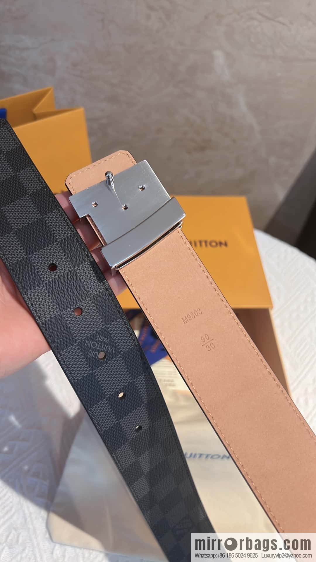 LV signature letter metal buckle belt M9808/M9608/M9610